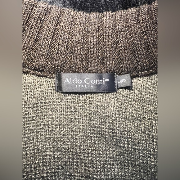 Aldo Contini Italia Zip Up Sweater, Brown w/pattern, Size Large - Picture 13 of 16